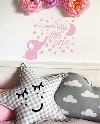 Sonhe Big Little One Elephant and Moon Stars Stars Decors de parede adesivos para crianças Decalques de menina de menina Ba048