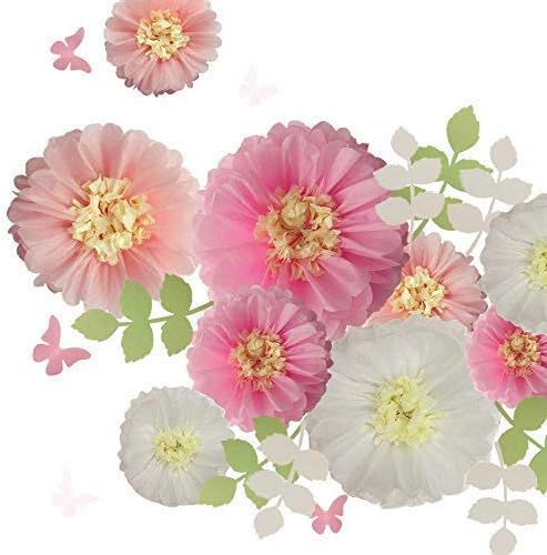 Mols Fonder Mols Papel de tecidos Floresanths com borboleta e folhas de azeitona para casamentos Baby Shower Bursery Festas e eventos