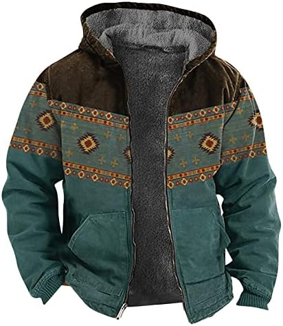 Jaquetas para homens masculinos de impressão casual de manga comprida com zíper de manga comprida jaqueta de inverno de algodão