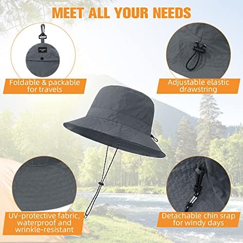 Chapéu de balde para homens Homens de largura de abrangência Chapéus solares de sol dobráveis ​​Boonie Safari Pesca Chapéus