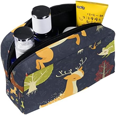 Tbouobt Gifts for Men Mulheres Bolsas de maquiagem bolsa de higiene pessoal Pequenos sacos de cosméticos, Animal de outono da floresta