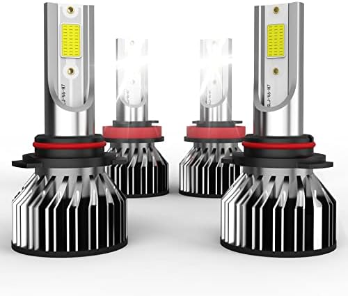 Lâmpadas de farol de LED Onexine Fit para Nissan Titan LED Bulbo de farol, 9005+9006 Kit de conversão de faróis de LEDs super brilhante, 100W 48000 lúmens 6500k frio branco, pacote de 4