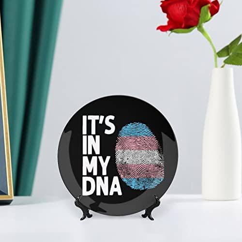 Está na minha bandeira de transgênero de DNA1 Função China China Decorativa Placas Redonda Cerâmica Artesanal Com exibição Stand