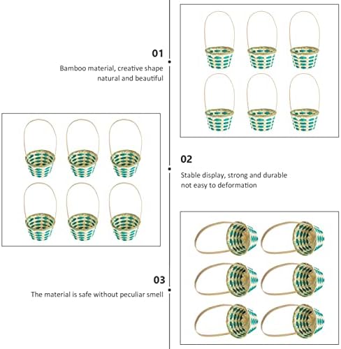 Cesto de vime happyyami 6pcs mini cesto mini -tecido mini -tecido com alças cesto de flor de flores artesanal de cesta de cesta