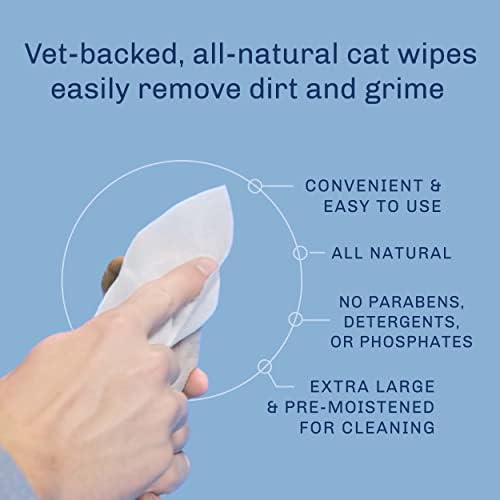 TrueBlue Milk & Honeysuxukle Fresh Fur Cat Wipes - almofadas de limpeza pré -moistadas para limpar pateiras sujas, casacos, gatos, gatinhos - extra grande - 8 ”x7” - 100 contagem