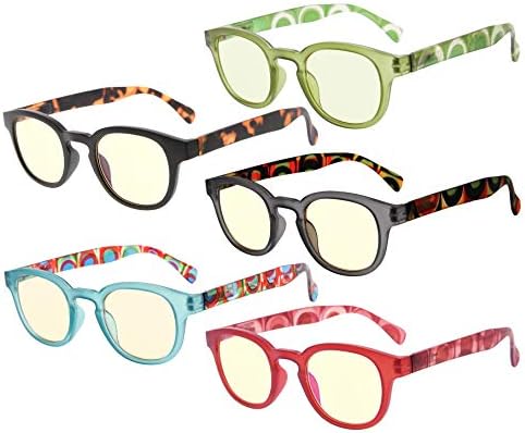 Eyekepper 5 pacote de mola de mola de óculos de leitura - design de padrões vintage leitores para mulheres lendo