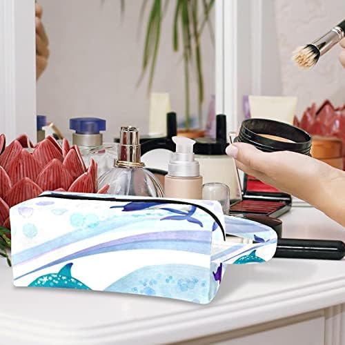 Tbouobt Bolsa cosmética para mulheres, bolsas de maquiagem Bolsa de higiene pessoal espaçosa presente de viagem, aquarela golfinho animal