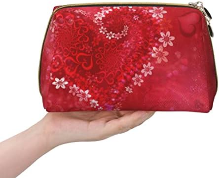 Ognot Day dos namorados do dia do coração vermelho Flor de higieness Bag Organizer para homens e mulheres, bolsa de maquiagem de couro leve Big Big Cosmetic Bag