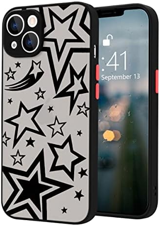 IDOCOLORS Black Star Matte Telefone Compatível com o iPhone 13, capa de proteção fosca translúcida e translúcida