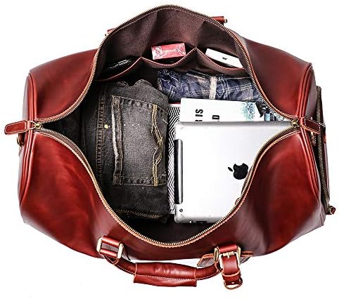 Bolsa de mochila de viagem de couro de Leathfocus, clássica bolsa de fim de semana para masculino durante a noite da academia esportiva
