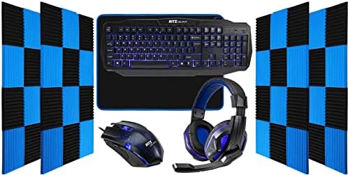 Kit de jogos de engrenagem Ritz | Combo de pacote de luz de fundo LED de 4 em 1 com teclado multimídia, mouse, fone de ouvido e painéis