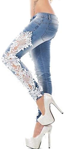 Pontas de renda Hollo Hollow plus size jeans jeans Apliques jeans de moda jeans skinny feminina jeans feminina de jeans de jeans