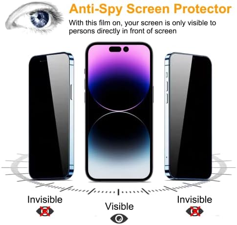 Pehael [2+2 pacote] iPhone 14 Protector de tela de privacidade Pro Max com lente de câmera Protetor de cobertura completa Anti-Spy