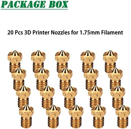 Bocais de impressora 3D, M6 0,4mm de impressão de bico de latão de 0,4 mm Substitua por 1,75 mm Filamento E3D V5-V6 Impressora 3D