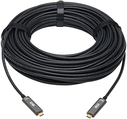 Tripp Lite Cabo de dados de fibra USB-C, cabo óptico ativo USB 3.2, masculino a masculino, preto, com classificação de plenum para