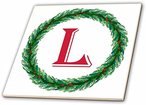 3drose Christmas Wreath Monogram L Red Initial, SM3DR - TELES