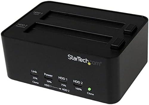 Startech.com Duplicador e borracha do disco rígido Dual Bay, Externo HDD / SSD Clonner / Copiadora, USB 3.0 para SATA Docking Station, Copiadora de disco rígido / Sanitizador / Ferramenta de Wiper