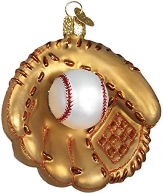 Coleção de esportes de Natal do Velho Mundo Ornamentos de vidro de vidro para a luva de beisebol de árvore de Natal