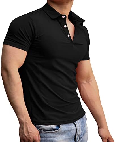 XXBR Henley Shirts, New Summer Short Shorve Front Packet Butack Buttle Neck Camisetas músculos Slim Fit Golf Collaved Tops