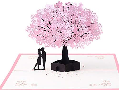 Cartão 3D do TEKEFT Sakura, cartão de aniversário, cartão do dia das mães, aniversário, Natal, Ano Novo, Dia dos Namorados, Casamento, Graduação, Romântico Card de Greeting Pop-Up