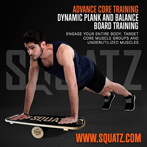 Squatz Wooden Balance Board, equipamento de exercício de tapete anti-fadiga em pé com design ergonômico e superfície não deslizante confortável, quadro oscastado para skate, hóquei, snowboard e treinamento de surf