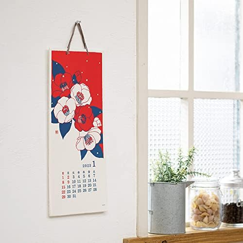 Midori 31256006 2023 Calendário, penduramento de parede, L, Echizen Washi, padrão floral