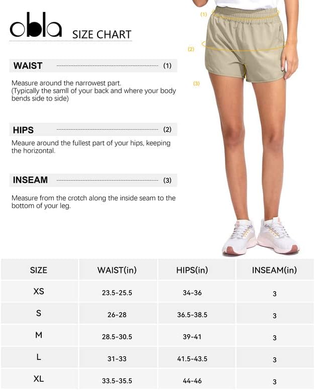 Obla Women's Running Shorts com bolsos com zíper de alta cintura atlética Shorts de ginástica para mulheres com revestimento