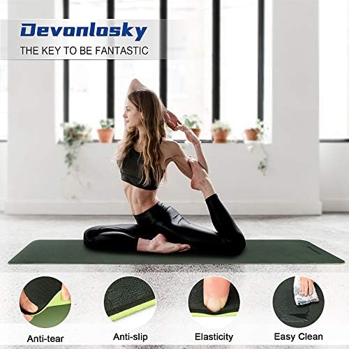 Devonlosky Yoga tapete, imersão ecológica de ioga ecológica para homens e mulheres, tapet de alta densidade de 1/4 de polegada de alta densidade com alça de transporte para pilates de ioga e exercício de condicionamento físico