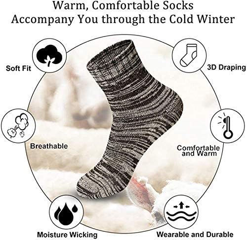 Meias de lã baaishitop fria de inverno quente pacote de mulheres macias 5 meias de malha vintage meias de caminhada homens homens