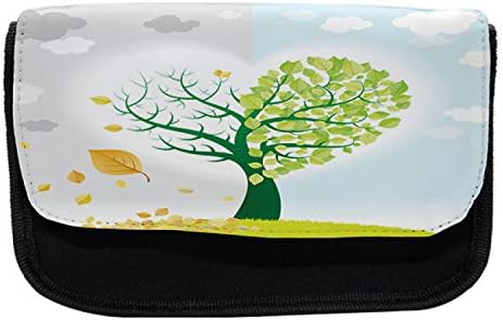 Caixa de lápis da Árvore Lunarable, tema de outono e primavera, Saco de lápis de caneta com zíper duplo, 8,5 x 5,5, multicolor