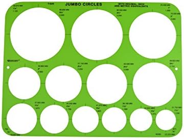 Modelo de círculos Jumbo Westcott T-826, ferramenta de modelo de forma de plástico, 8.75 por 11,5 em