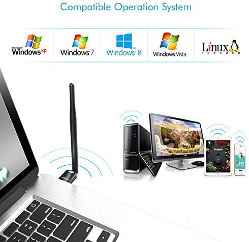Adaptador Wi-Fi USB EDUP para PC, adaptador de rede sem fio para laptop para a antena de altura do Dongle de High Ganho