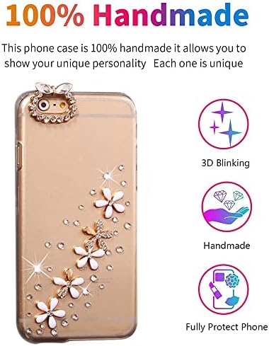 AS -ZEKE elegante capa de telefone compatível com Samsung Galaxy S22 6,1 polegada 2022, Bling Handmdae Flowers Design