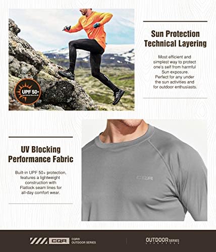 CQR Men's UPF 50+ camisas de manga longa ao ar livre, camisetas de água solta com proteção solar UV, camisetas de camisa de exercícios de execução