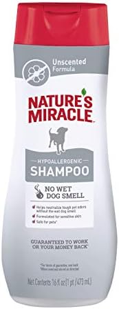 Shampoo hipoalergênico milagroso da natureza para cães, 16 onças, sem perfume
