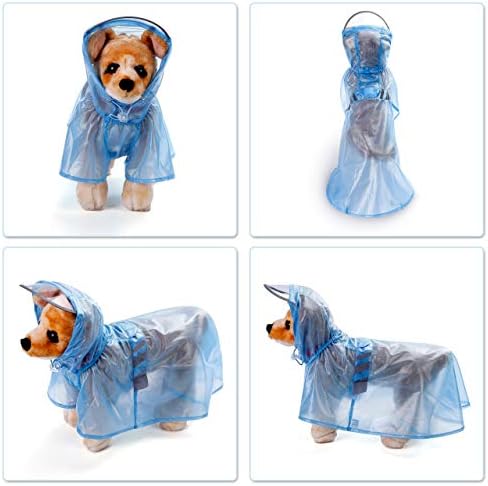 Capa de chuva de cachorro reflexivo de Mogoko com capuz, casacos de chuva azul à prova d'água para cães grandes