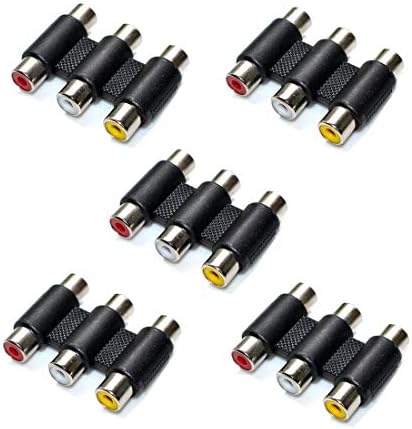 Willwin 5pcs 3-RCA Jacks para o adaptador de extensão de acoplador de soquete feminino de conector 3-RCA