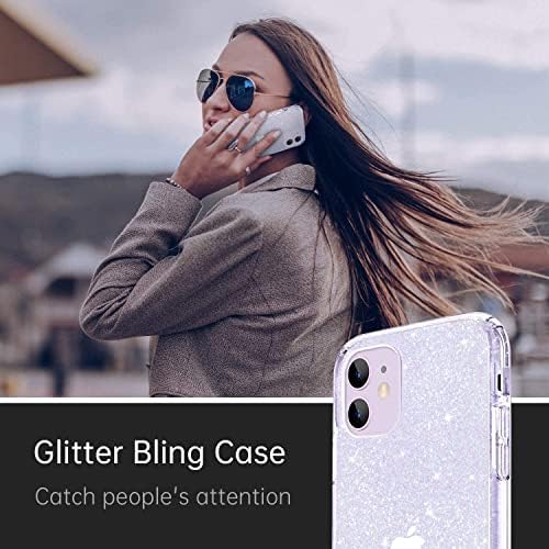 Jjgoo Clear Case e Glitter Clear Case para iPhone 11, Clear Clear Choffrof Protective Slim Fin Teleping Caso