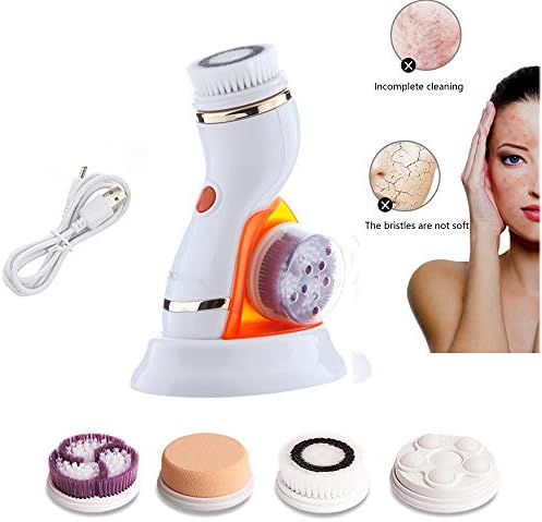 Syksol Guangming - 4 em 1 Sonic Electric Facial Cleanser Brush Scretwber Esfoligor Massageador Recarregável poro Praveno de