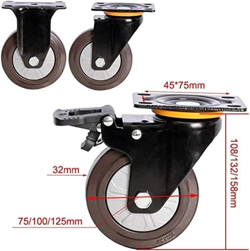 Caster de serviço pesado Nianxinn roda universal 3 polegadas 4 polegadas 5 polegadas de borracha plana roda roda plana roda