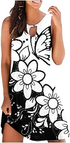 Vestidos de camiseta feminina moda moda impressa hollow out de gola alta mini vestido de verão praia de verão praia