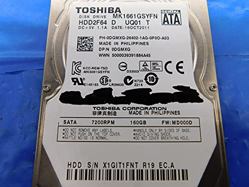 -Toshiba mk1661gsyfn 160 gb Drive rígido SATA - 7200 rpm - 2,5 polegadas - 16 MB de cache