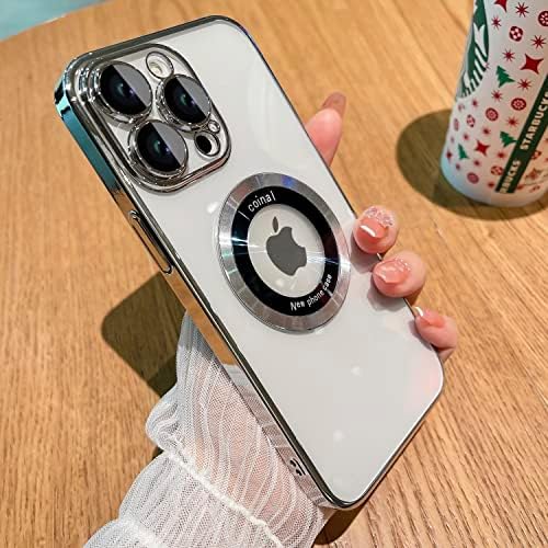 Loobival para iPhone 13 Pro Max Magnetic Case, compatível com MagSafe, protetor de câmera de lente de vidro, logotipo visualiza caixas telefônicas de luxo para iPhone 13 Pro Max para homens Tampa transparente