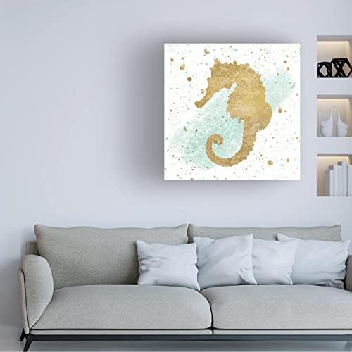 Marca registrada Bine Art 'Silver Sea Life Aqua Seahorse' Arte de tela por portfólio de maçã selvagem