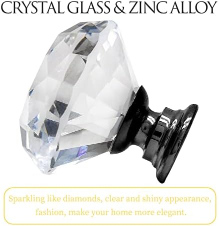 Auvotuis 8pcs 30mm de gabinete de vidro de cristal, maçaneta de gaveta de diamante transparente Handles de puxador moderno