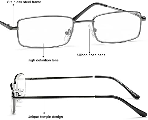 Óculos de leitura óptica da maré homens homens, óculos de bloqueio de luz azul de metal com dobradiças de mola, óculos