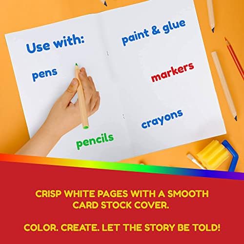 Livros em branco coloridos e coloridos - livros para diário, esboço, redação e mais - Ótimo para artes e ofícios - 6 cores brilhantes