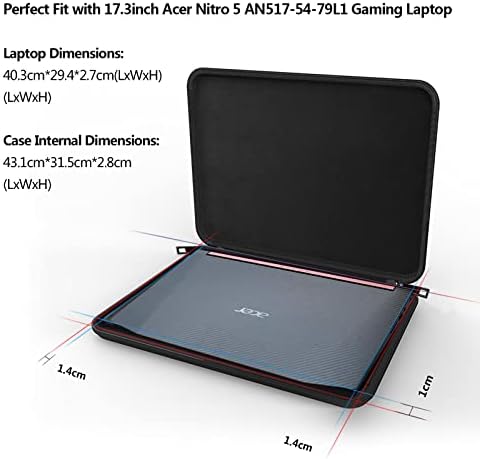 Smatree 17,3 polegada Lapto de laptop hard Caixa apenas para 17,3 polegadas Acer Nitro 5 AN517-54-79L1 Laptop para jogos, 17,3 polegadas Acer Nitro 5 Bolsa de proteção, Acer Nitro 5 17,3 polegadas 2022 Carregando a viagem Caso Hard de viagem