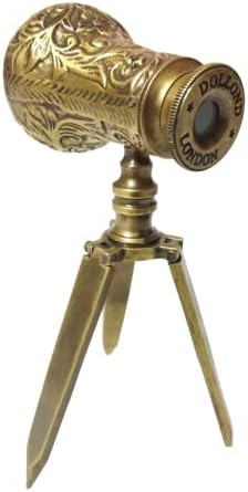 Brass Dollond London Gravado Mini Telescópio Antique com Stand Tripé de Brass