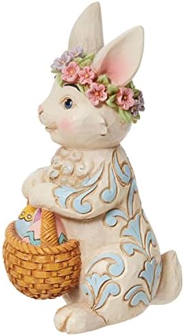 Enesco Jim Shore Pint Bunny com coroa floral, estatueta, 5,04 polegadas